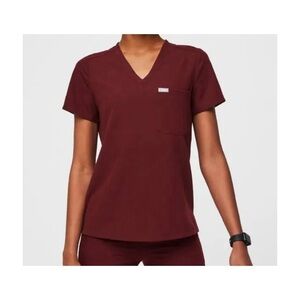 Figs Burgundy Catarina One Pocket Scrub Top
